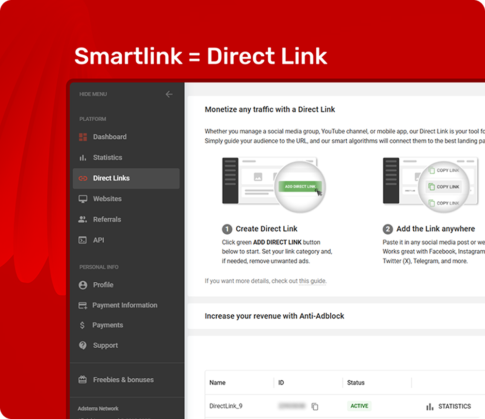 How to get Adsterra Smartlink (Direct Link) right now?