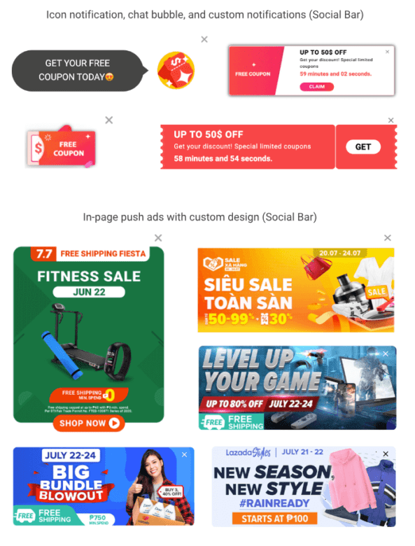 Top seasonal sales creatives - Social Bar by Adsterra