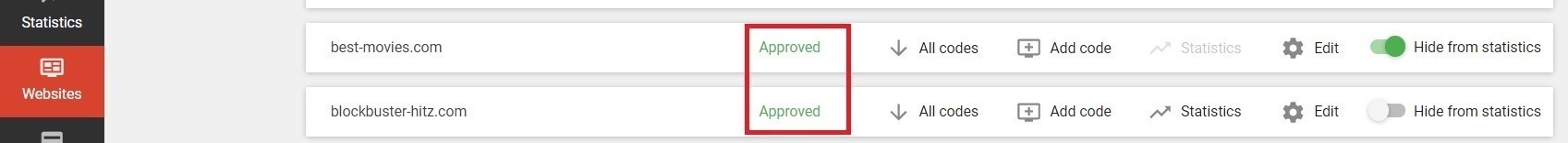 Approved websites