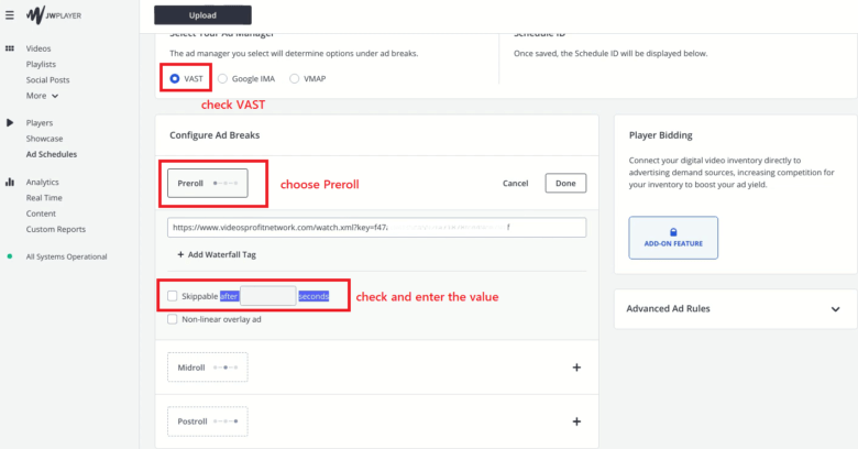 How to enable VAST ads for JW player