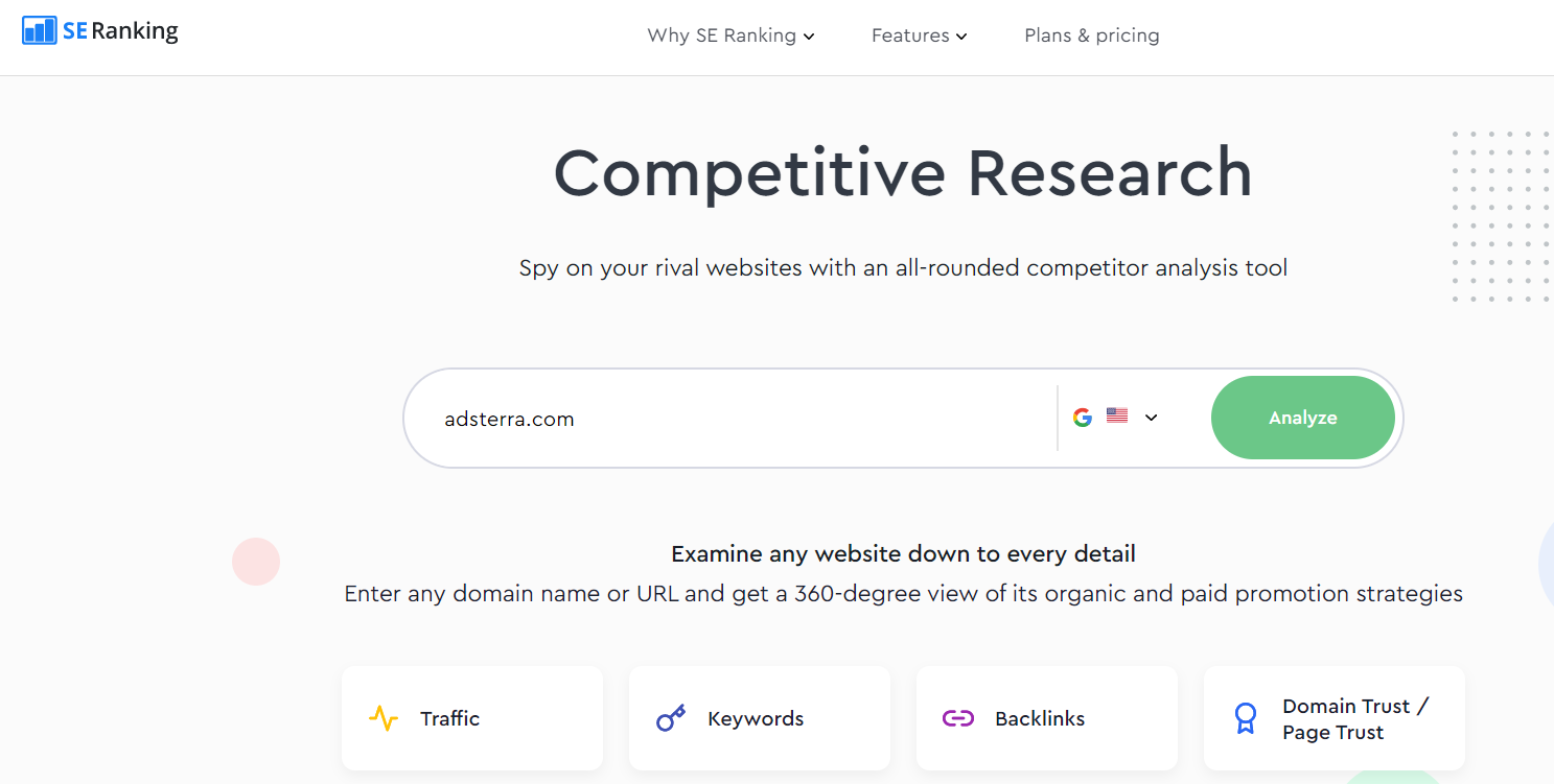 SE Ranking competitive research tool
