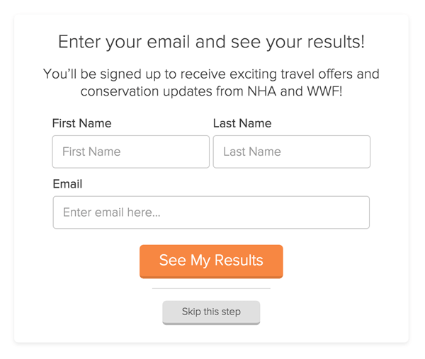 Quiz lead capture form