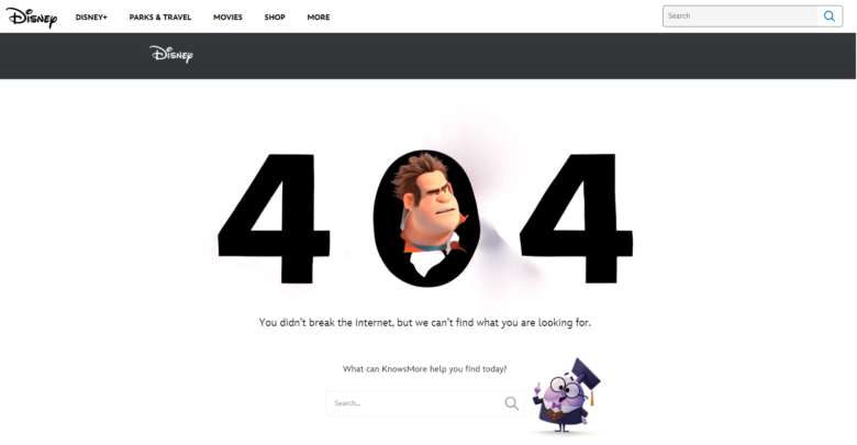 Disney 404 page