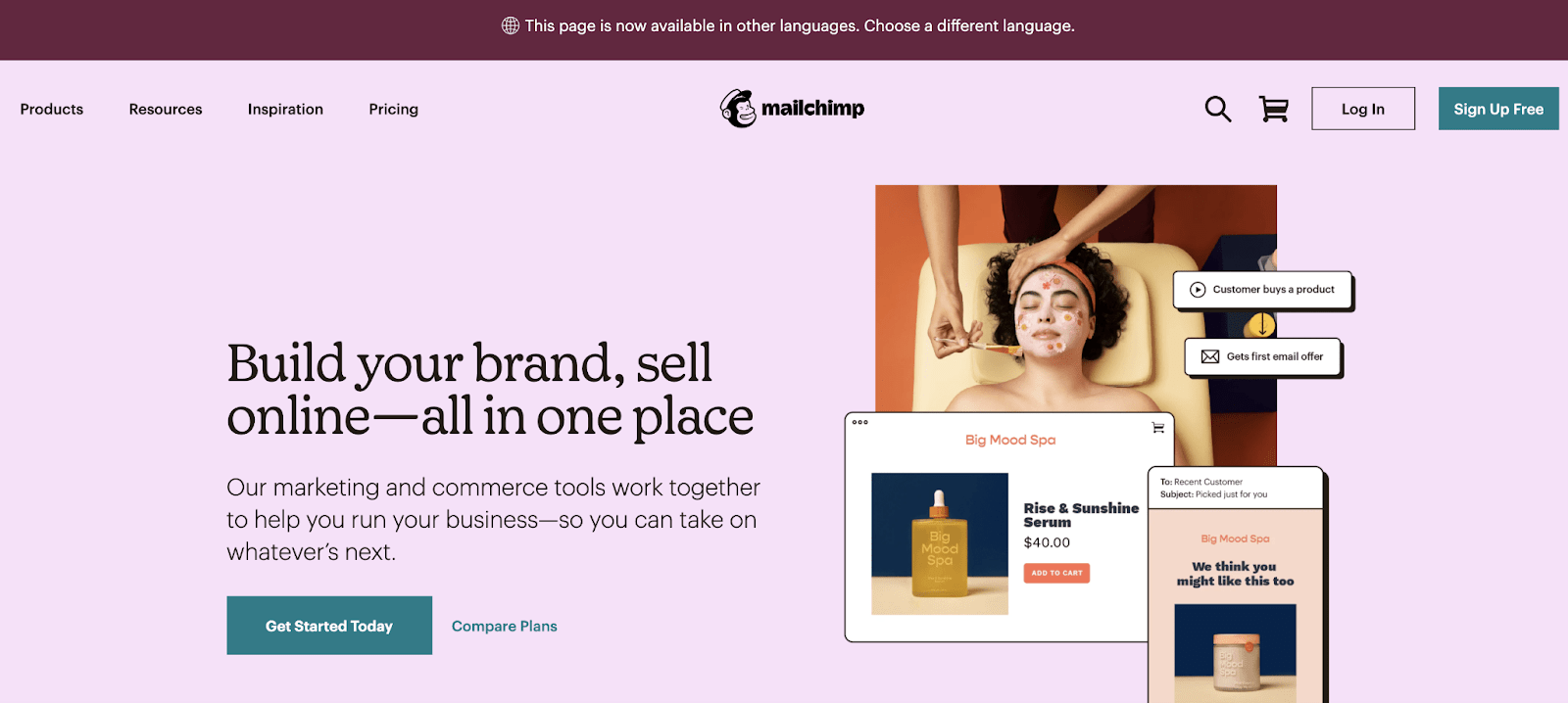 MailChimp home page