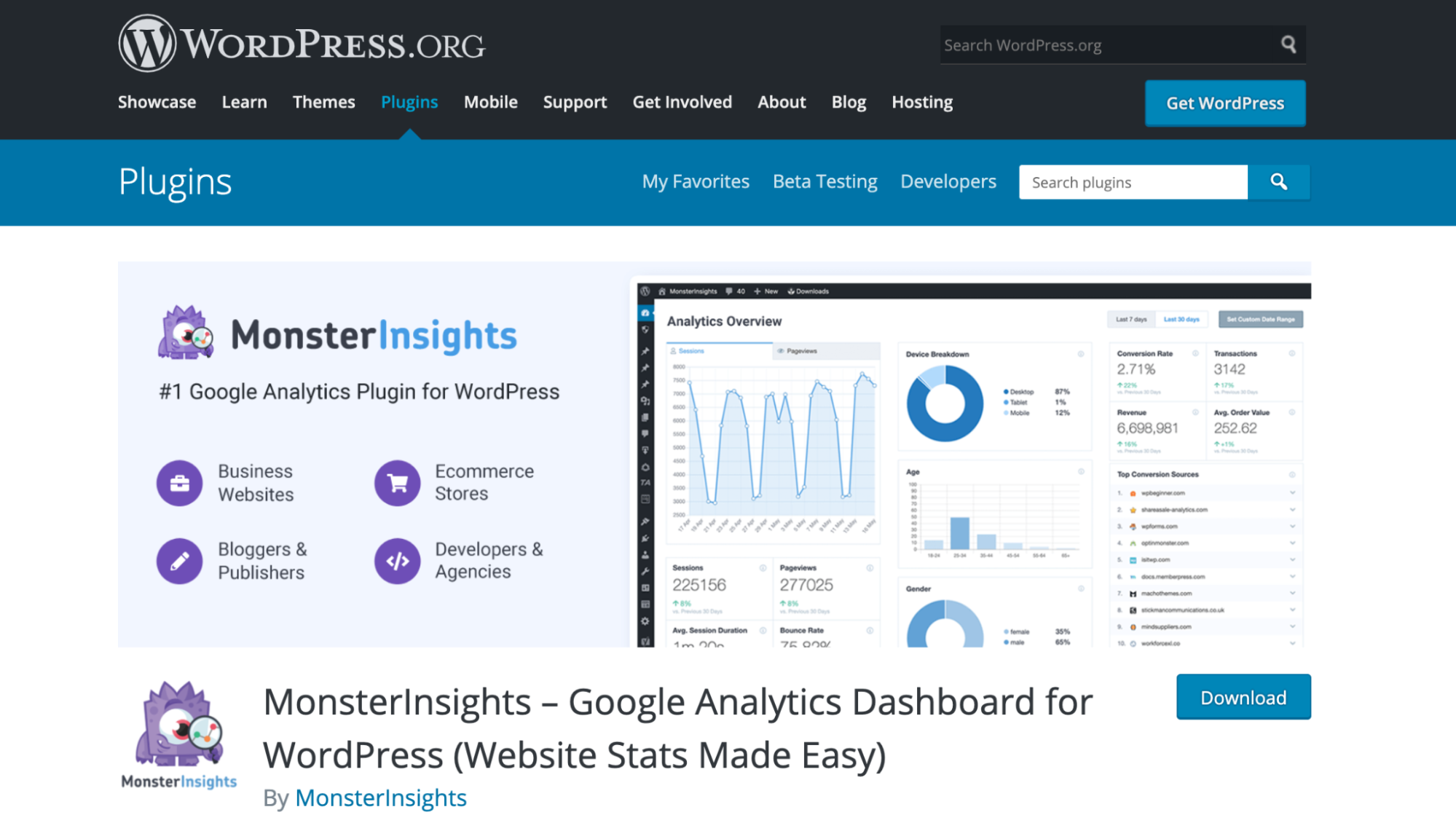 MonsterInsights home page