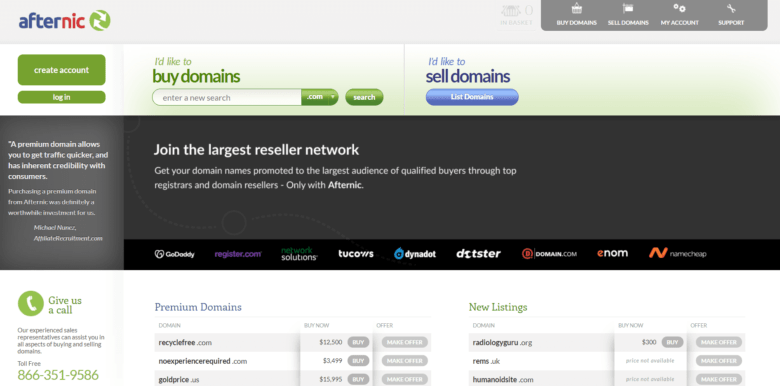Afternic home page