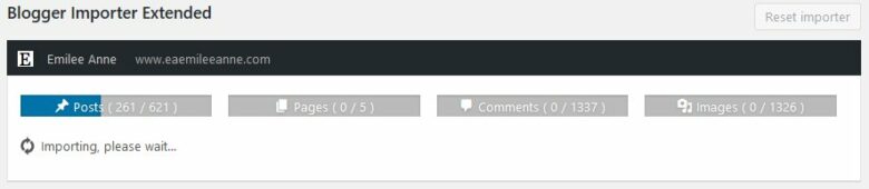 Blogger Importer Extended - Importing process