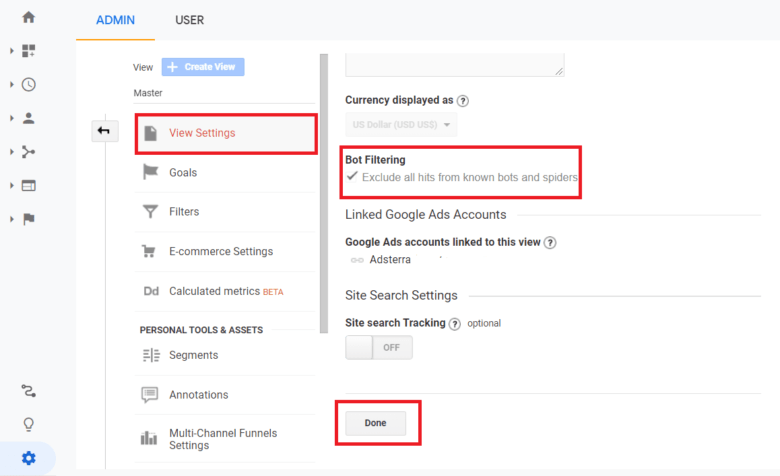 Google Analytics Bot Filtering