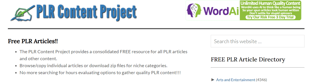 PLR Project allows for free access to its resources