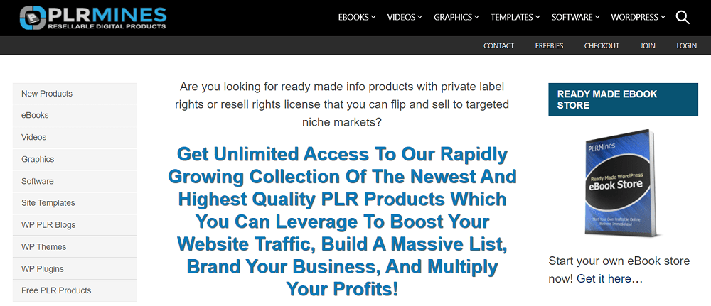 PLRMines is one of the most-known free website content storages
