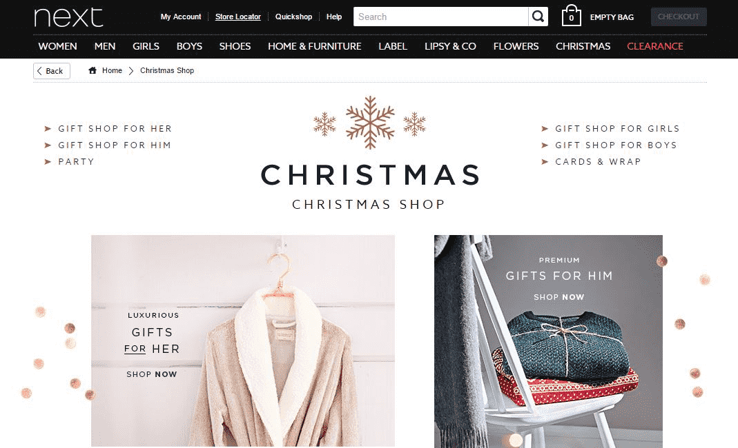 Christmas landing page