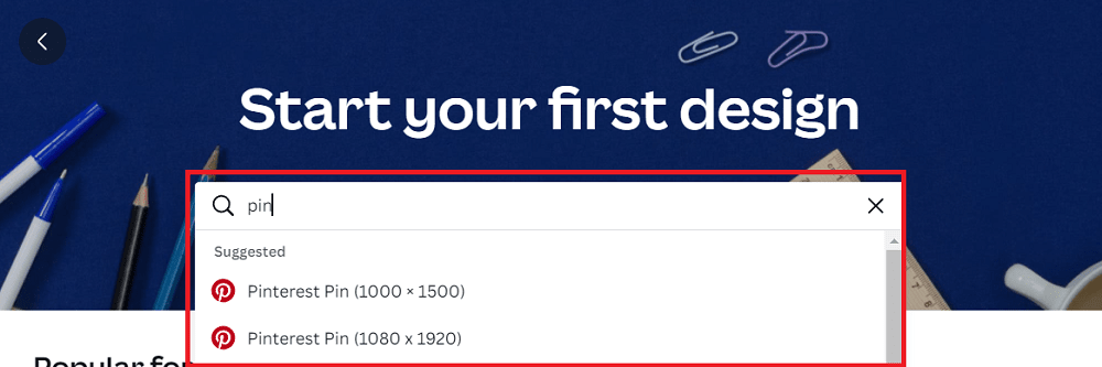 How to find a Pinterest template design in Canva