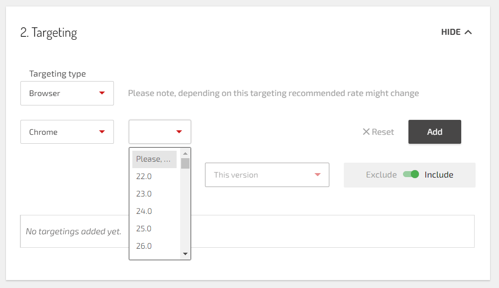 How to choose browser versions