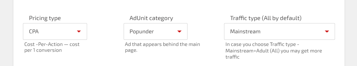 With Adsterra, you can either pick CPM or CPA pricing for popunders