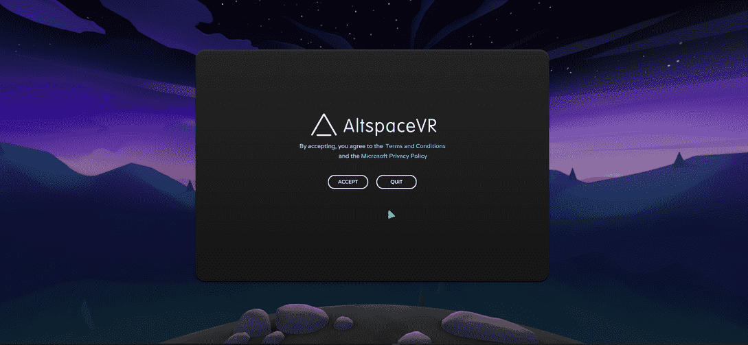 Acepta los Términos y Condiciones de AltspaceVR