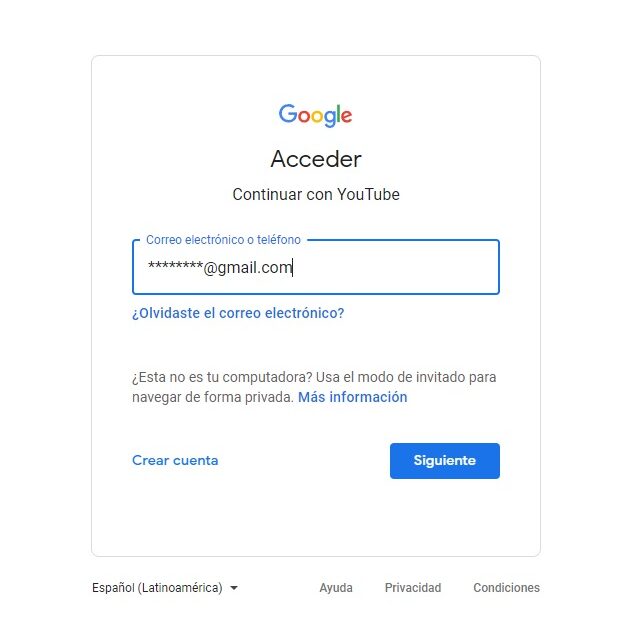 Vuelve a ingresar al sitio de YouTube