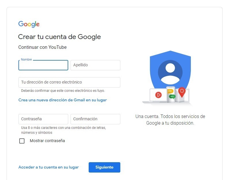 Ve al sitio de YouTube y luego selecciona el botón acceder.