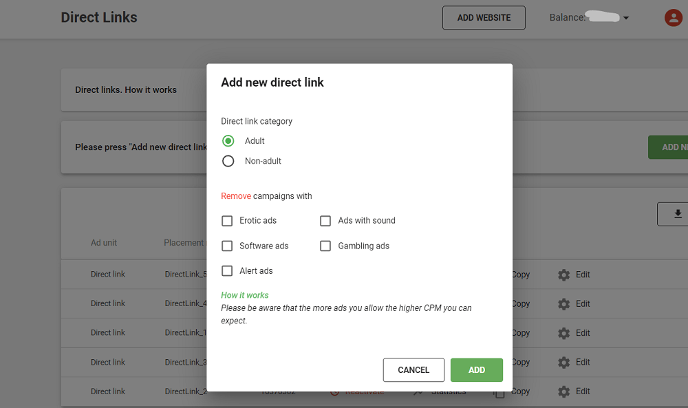 how to generate new direct links