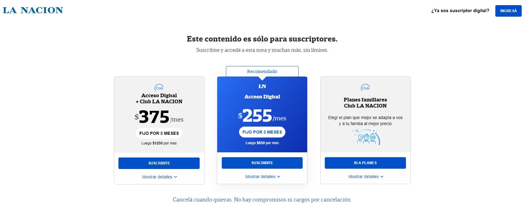 Suscripción o membresía pagada