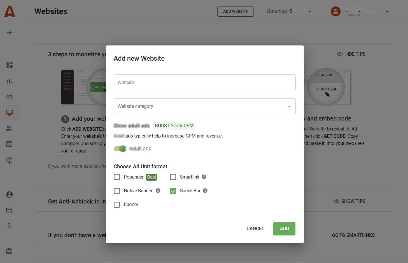 Panduan untuk memulai monetisasi Social Bar - 1
