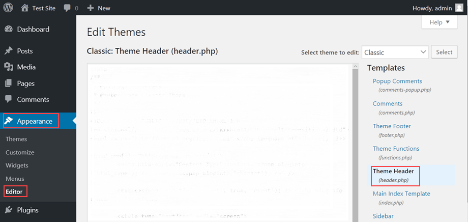 wordpress-header-editor-example