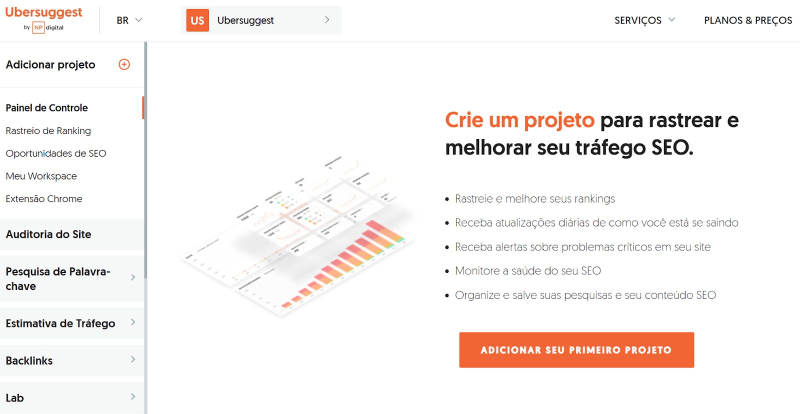 pagina-para-criacao-de-projeto-da-ubersuggest