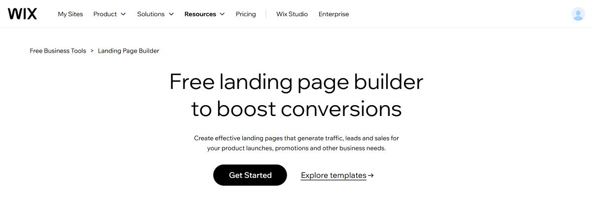 landing-page-with-no-website-on-wix