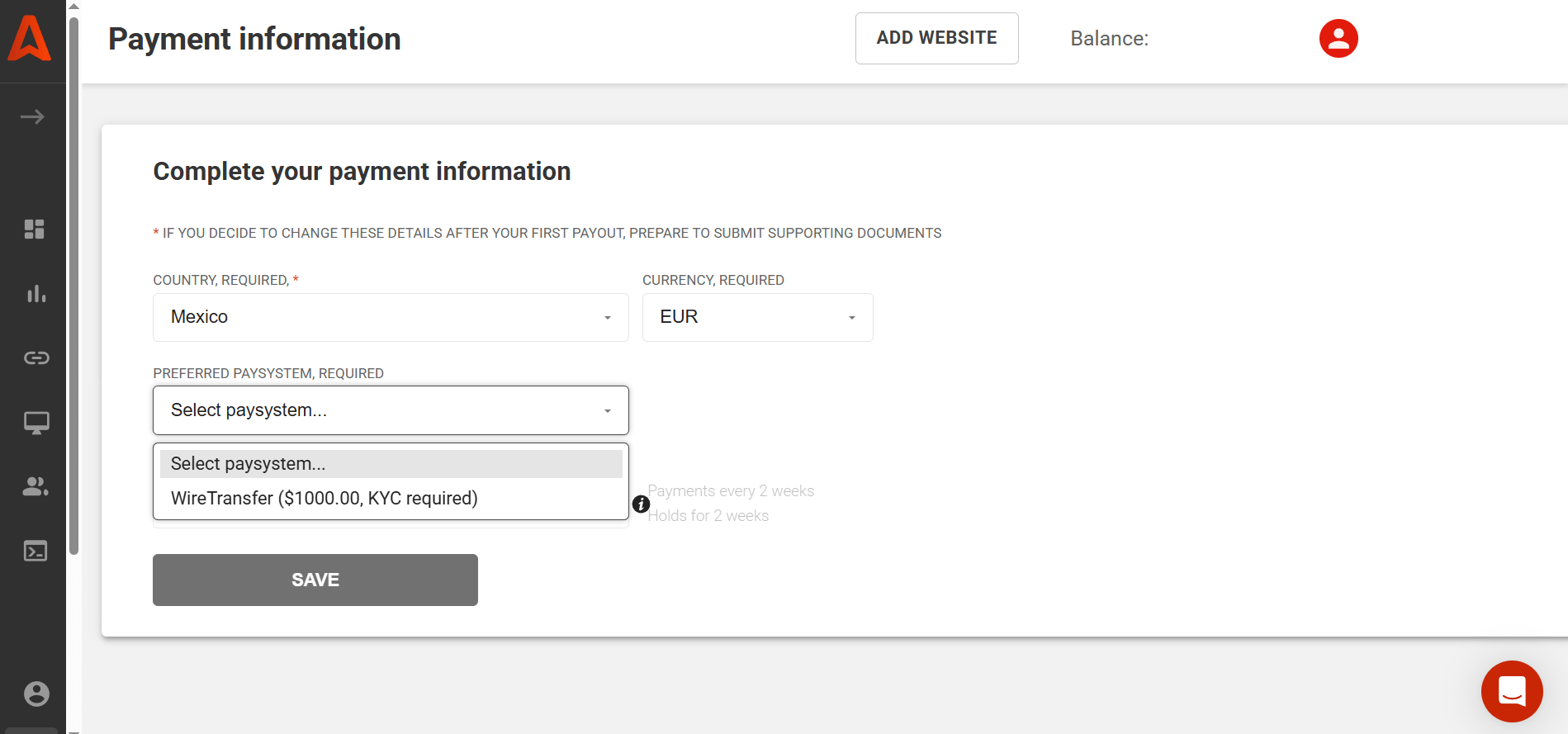 payment systems vary depending on your country