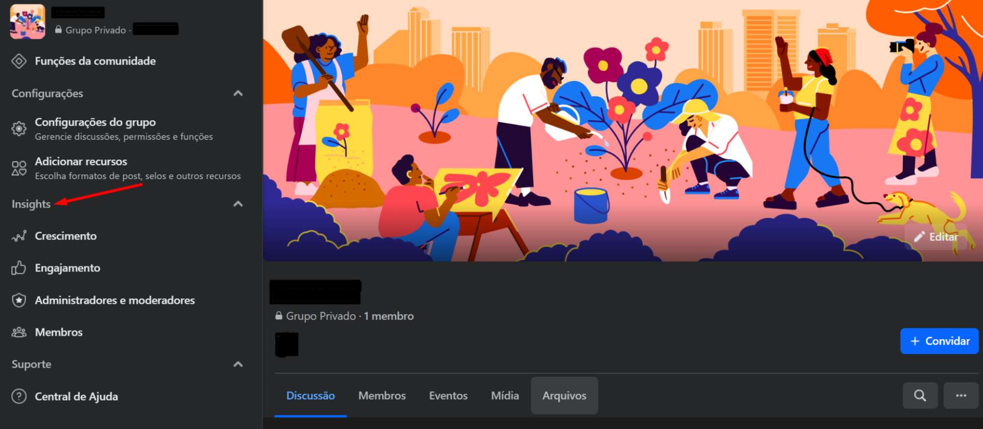 area-de-estatisticas-de-desempenho-do-grupo-do-facebook