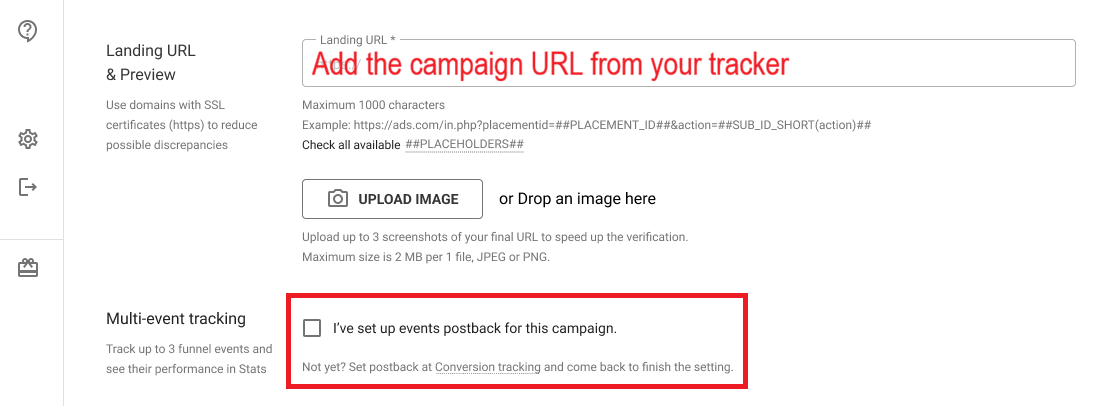 Configure uma campanha com rastreamento de m&uacute;ltiplos eventos