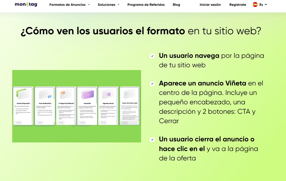 pagina de banners de monetag