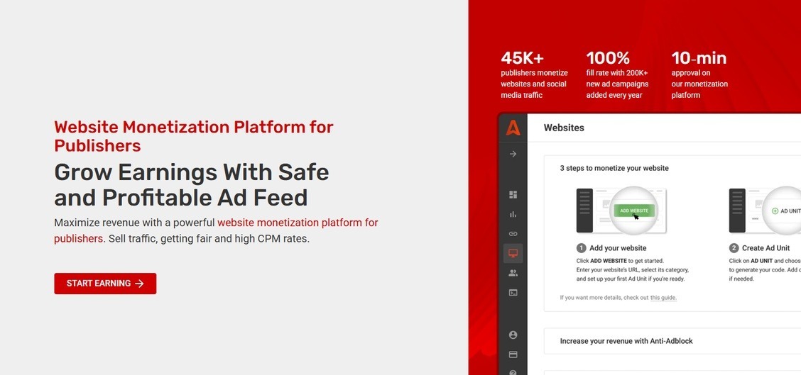 platform monetisasi website Adsterra untuk publisher