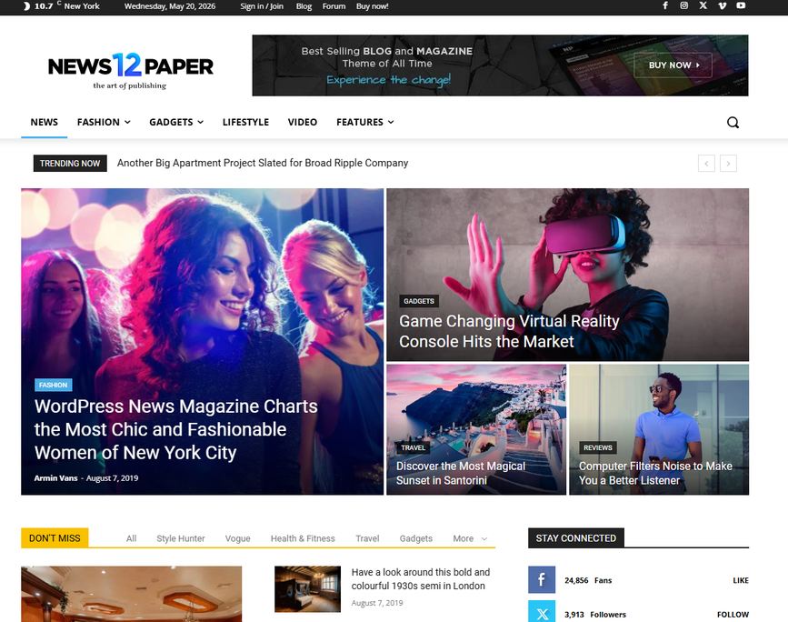 demostracion del tema de wordpress newspaper