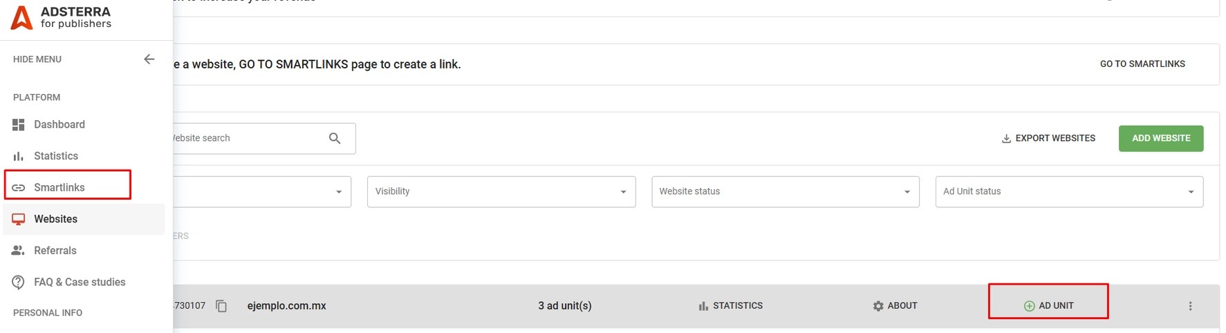 paso 2 obtener el codigo de smartlink de adsterra como ganar dinero con una app en play store