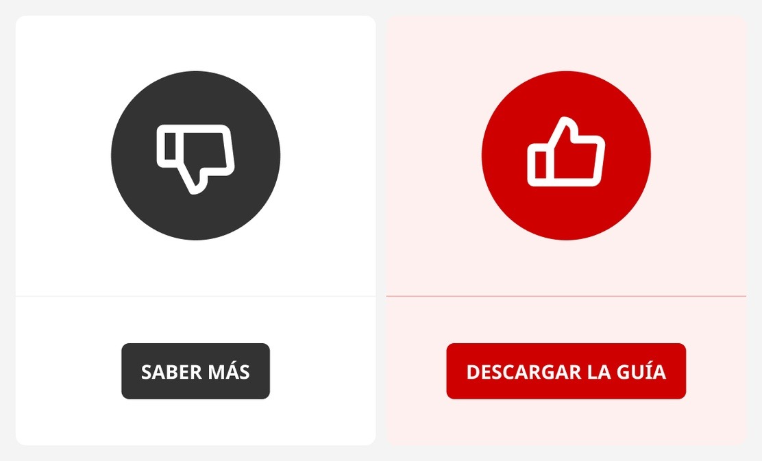 ejemplos de dos botones cta buenos y malos