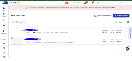 Two applications on Cloudways