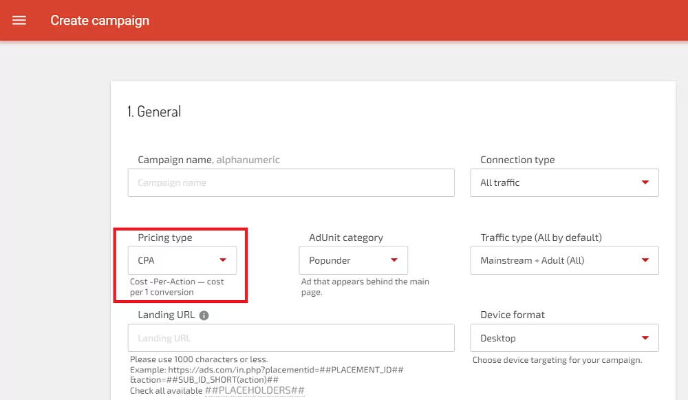 How to choose CPA pricing on the SSP