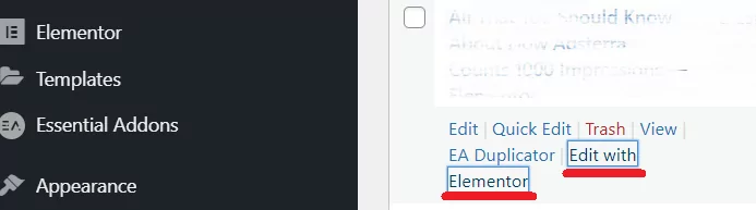 Edit with Elementor button