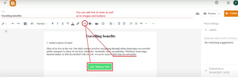 Add direct link to Blogger posts