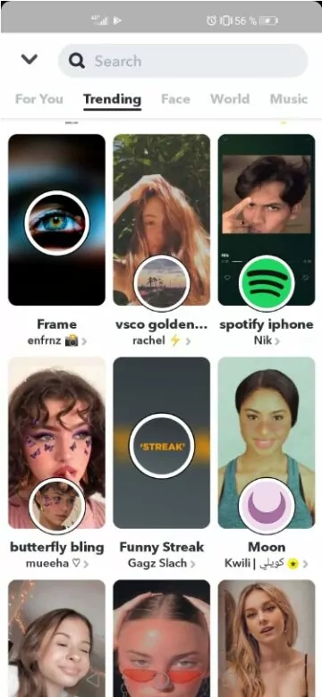 Trendy Snapchat lenses