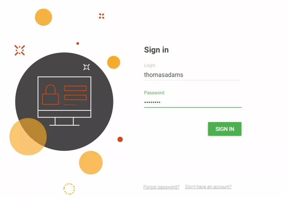 Sign in page