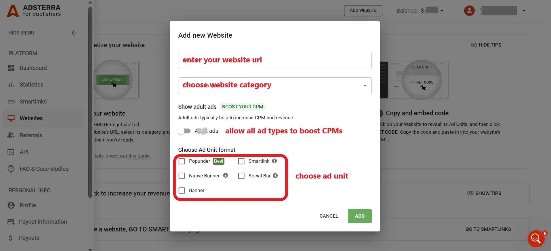 adding-a-website-with-ad-unit