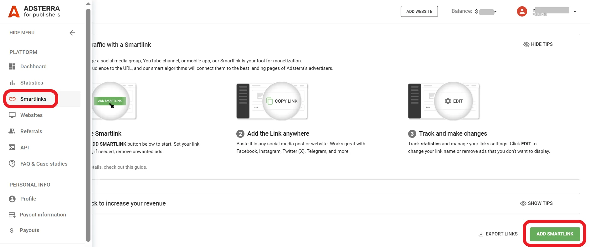 How to add Adsterra Direct Link