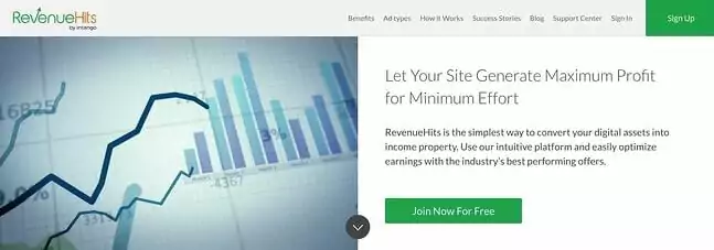 RevenueHits home page overview