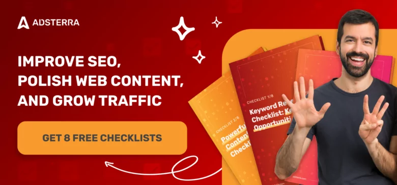 Adsterra shares free SEO checklists iof its Traffic Growth Course