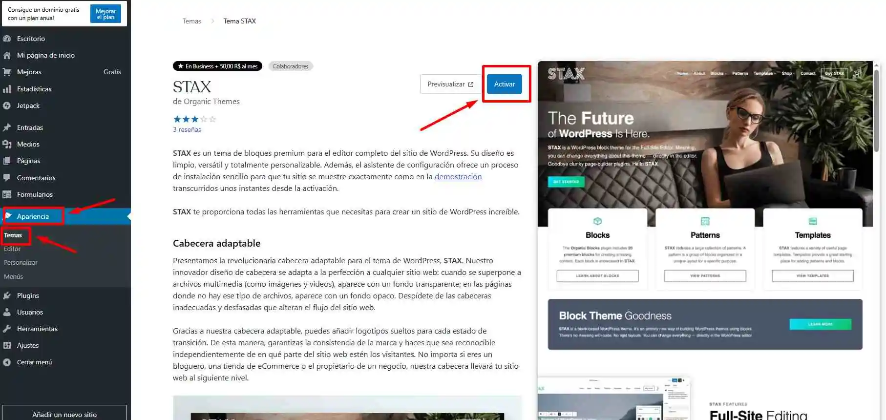 wordpress-temas-activar