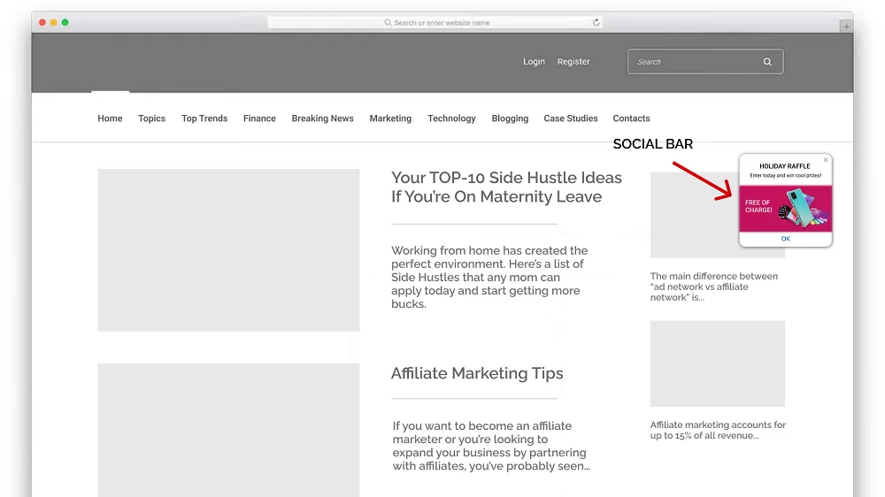 An example of Social Bar widget