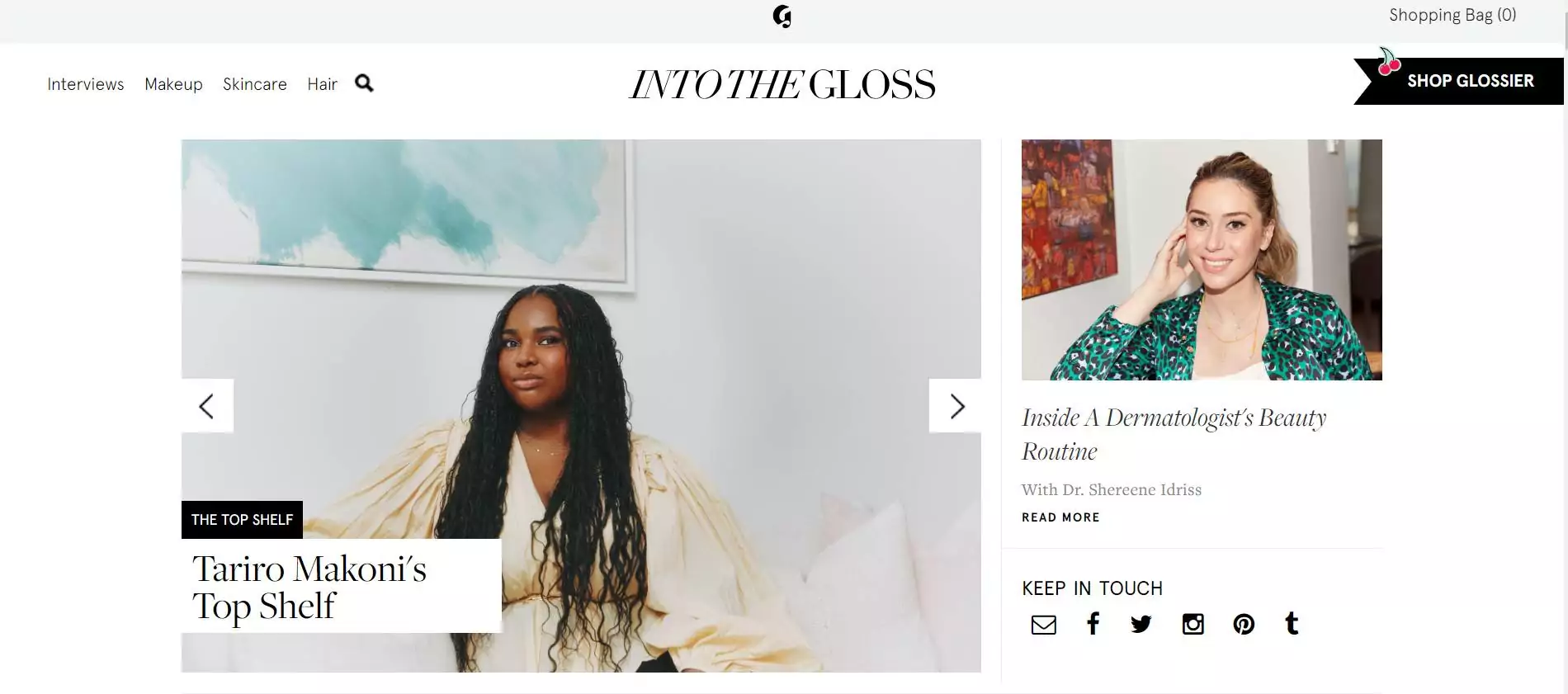 Screenshot of IntoTheGloss.com.