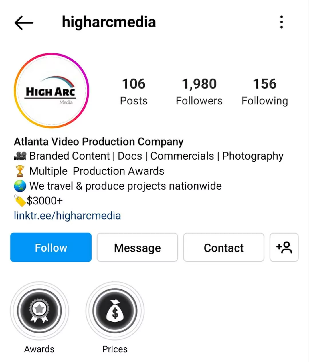 sample instagram page