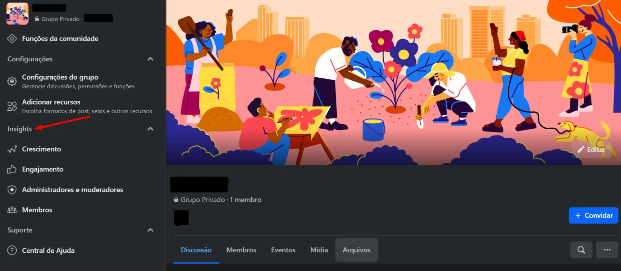 area-de-estatisticas-de-desempenho-do-grupo-do-facebook